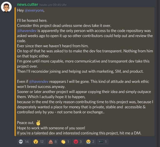 Haven Protocol XHV scam