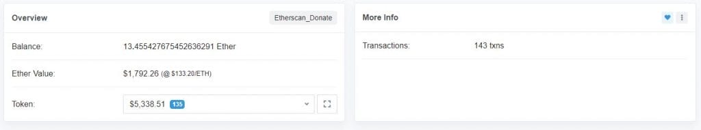 Etherscan Donate