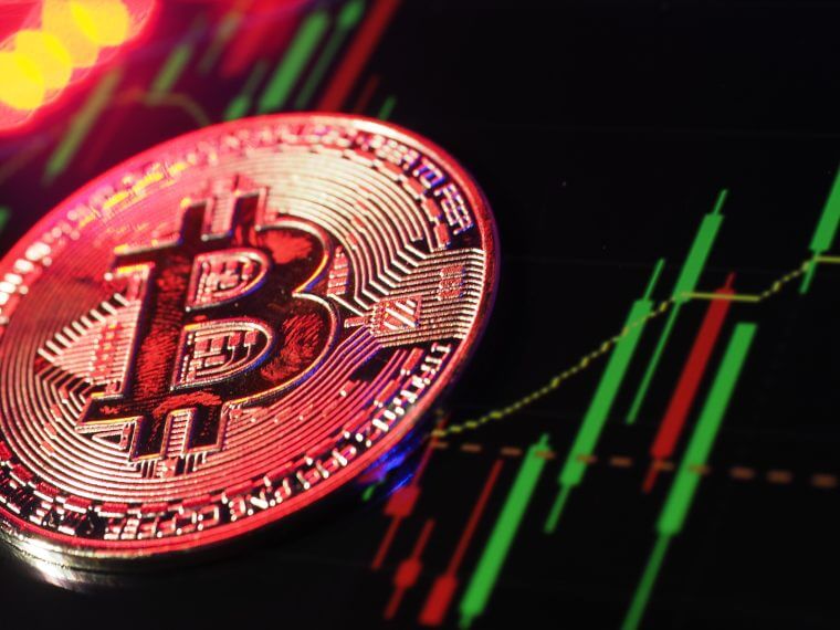 Bitcoin and Stock market graph bar. Cryptocurrency. Bitcoin Stoc