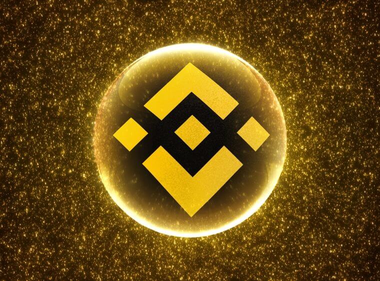 BNB Binance Coin Abstract Futuristic Banner Background of Binary Code Particles