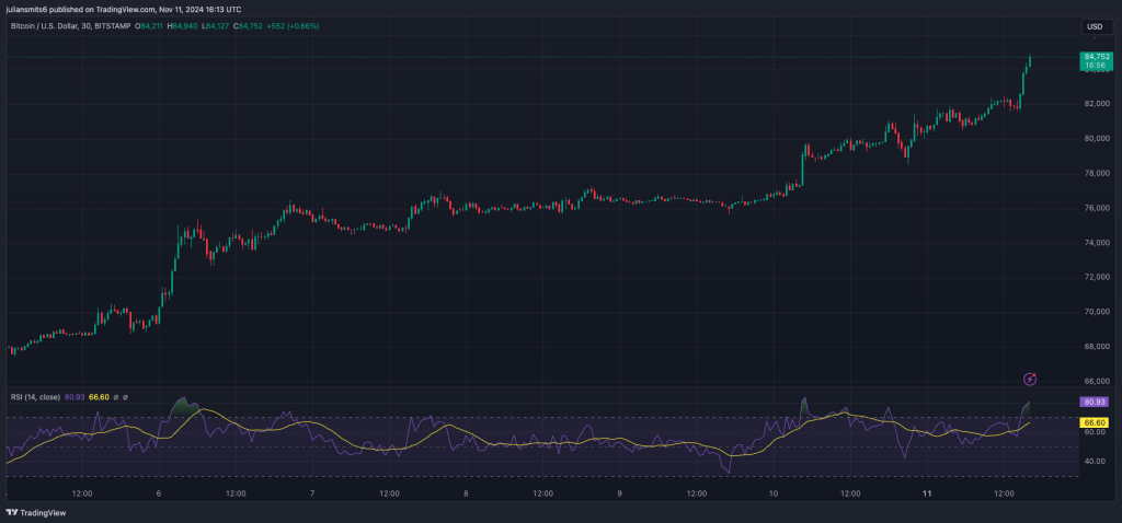 Bitcoin koersgrafiek november2024