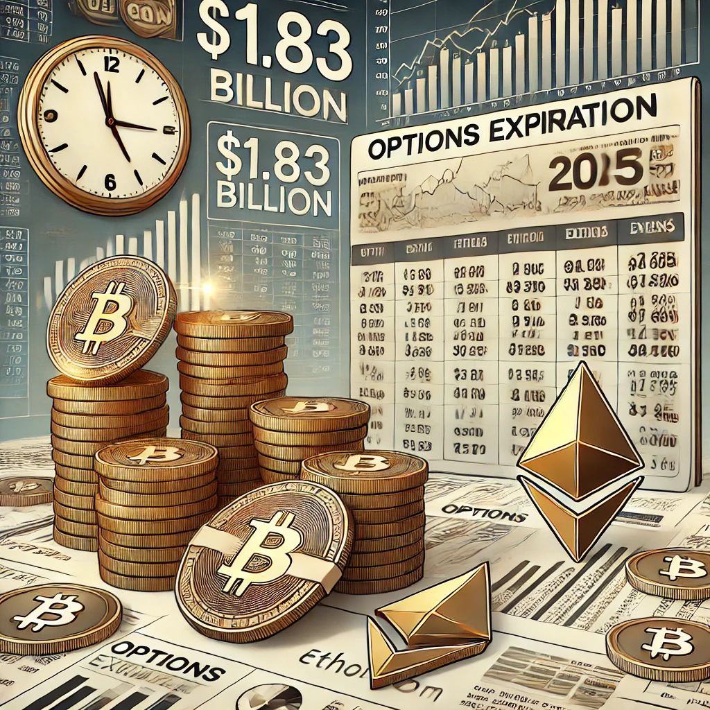 1,83 miljard dollar aan BTC en ETH opties verlopen vandaag