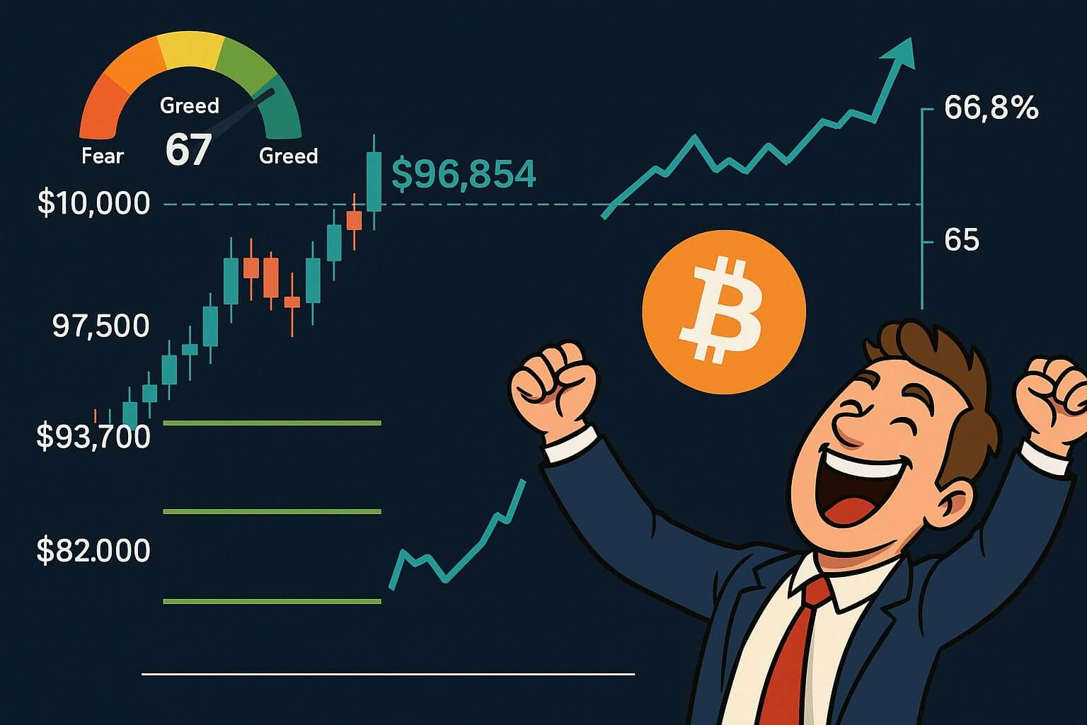 Bitcoin overheerst de markt met 64,88% dominantie
