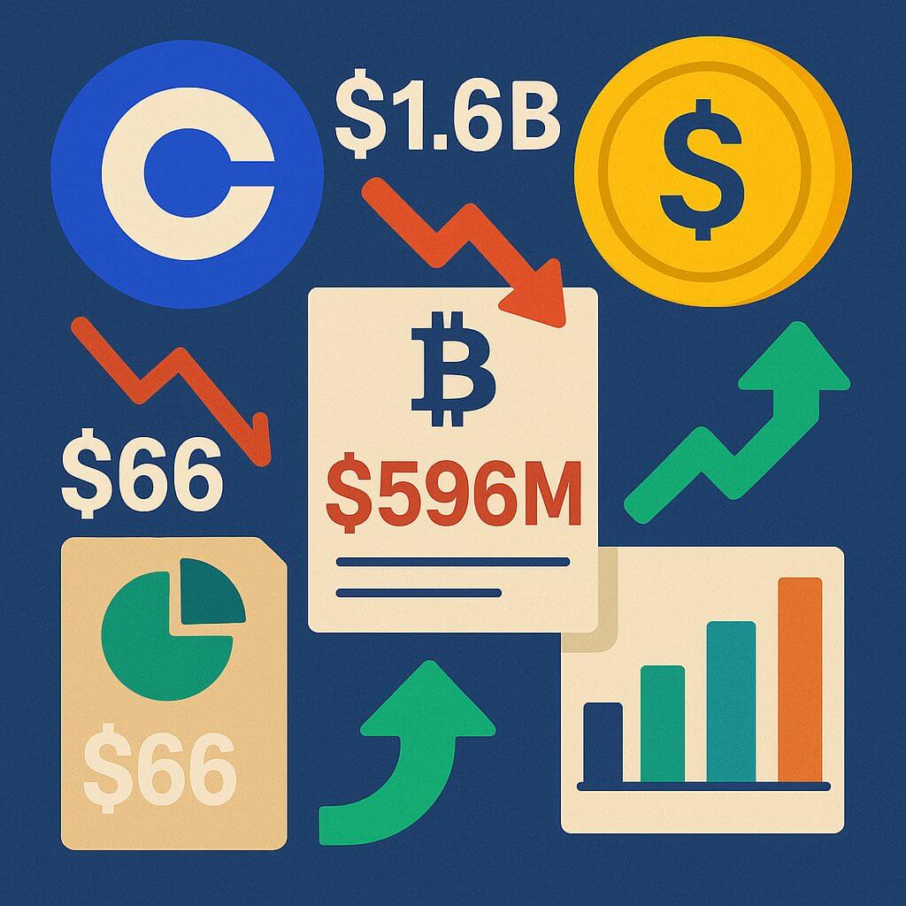 Coinbase boekt $66 miljoen winst in Q1 ondanks $596 miljoen verlies op crypto
