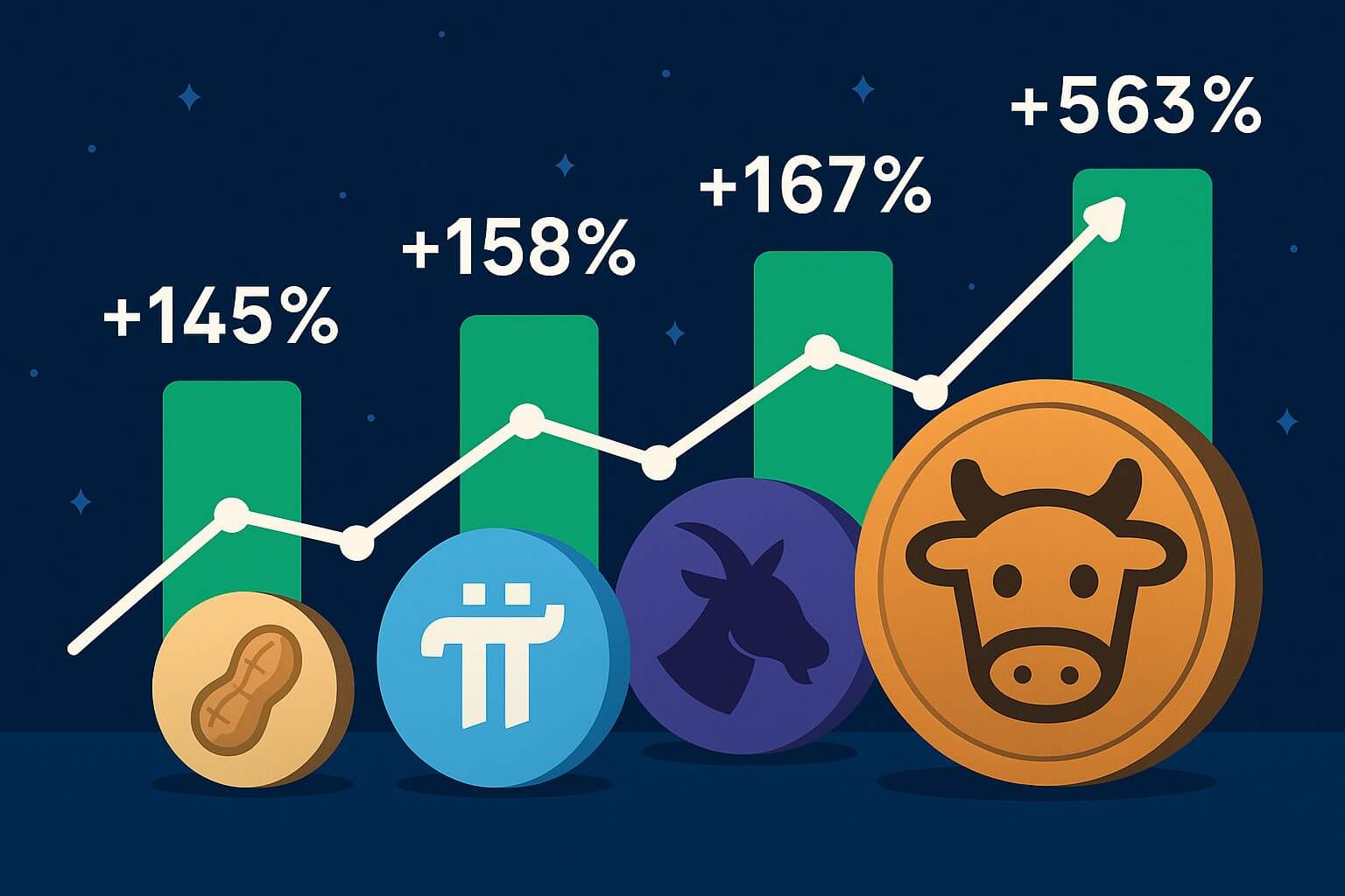 Top winnaars van de week: memecoins en niche projecten knallen