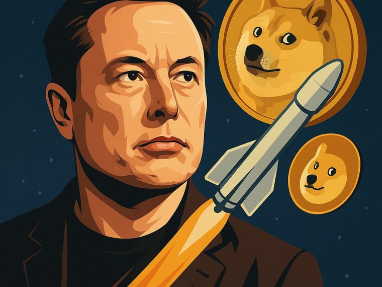 elon musk doge rocket illustration space
