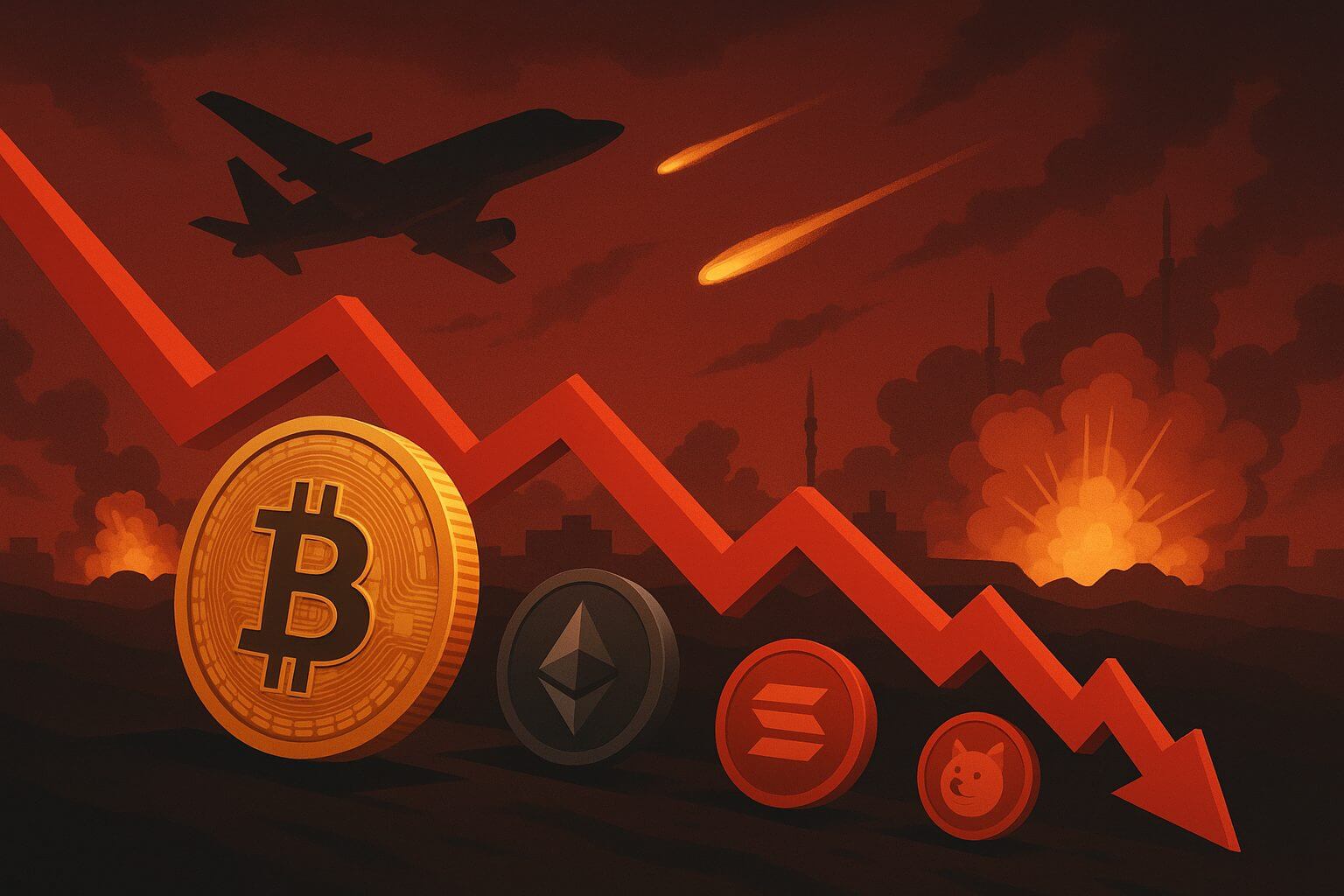 Israël valt Iran aan, crypto markt crasht: Bitcoin en altcoins diep in het rood