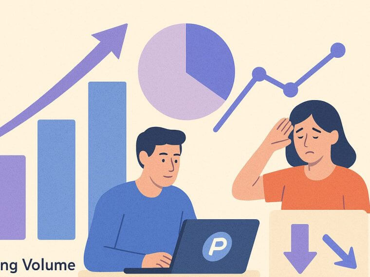 polymarket volume rise trader decline illustration