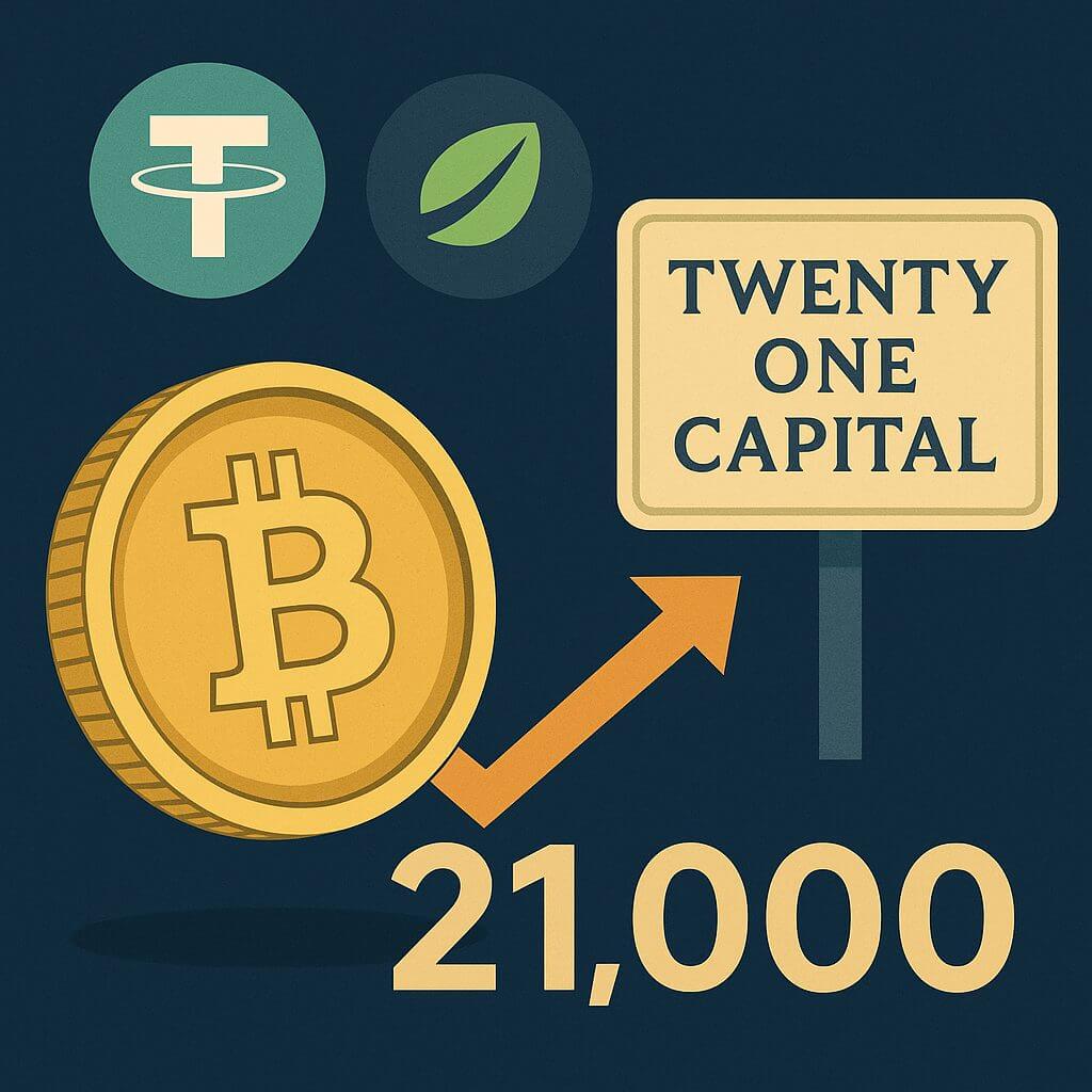 Tether en Bitfinex investeren samen 21.000 BTC in Twenty One Capital (XXI)