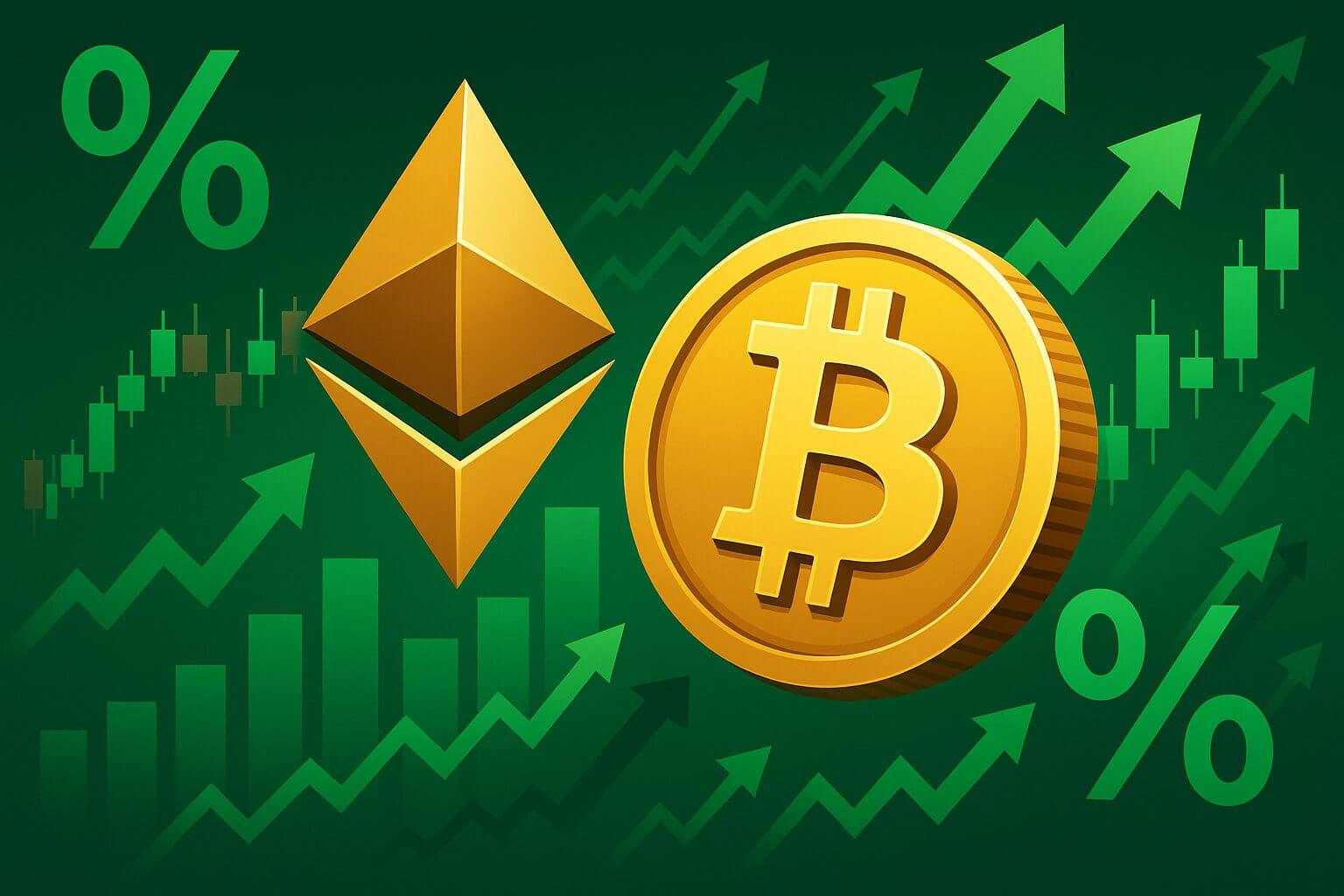 Bitcoin koers stijgt flink en crypto markt kleur groen