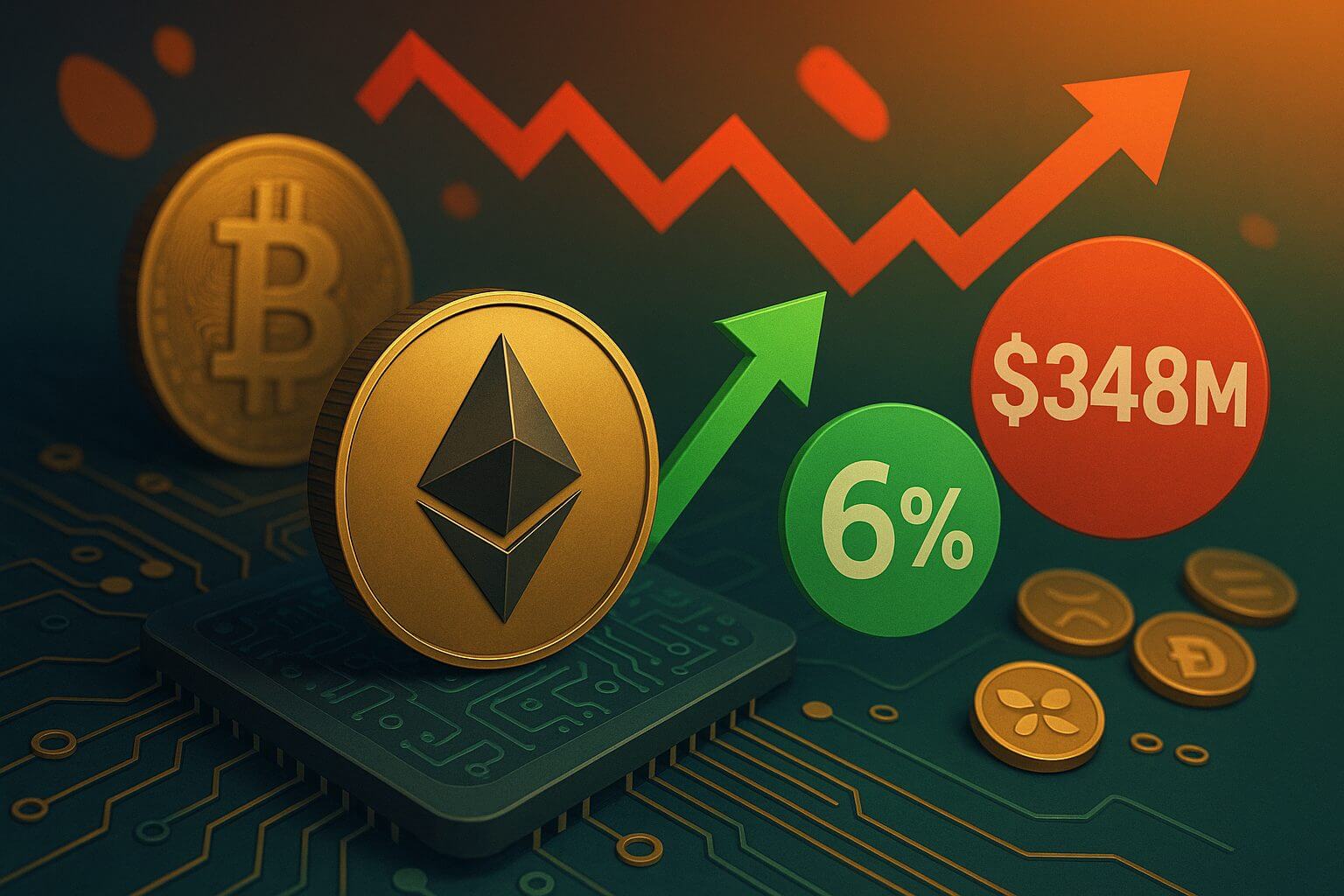 Ethereum koers leidt rally met 6%, Bitcoin verliest marktaandeel