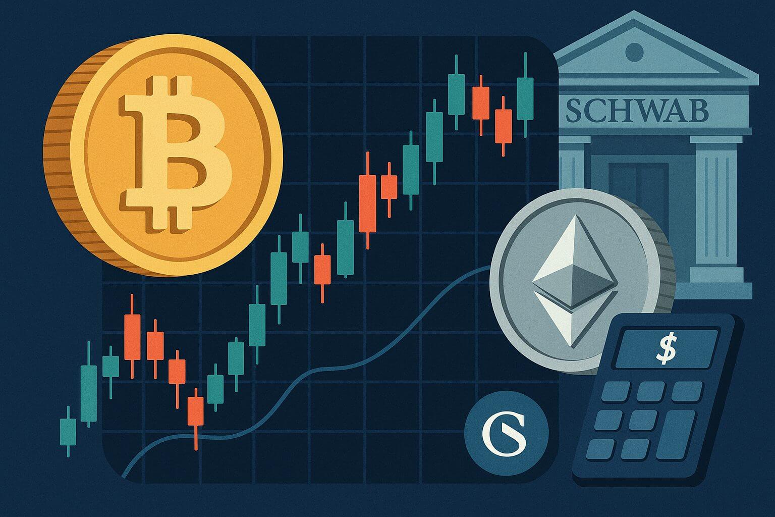 Schwab stapt in crypto met plannen voor Bitcoin trading en eigen stablecoin