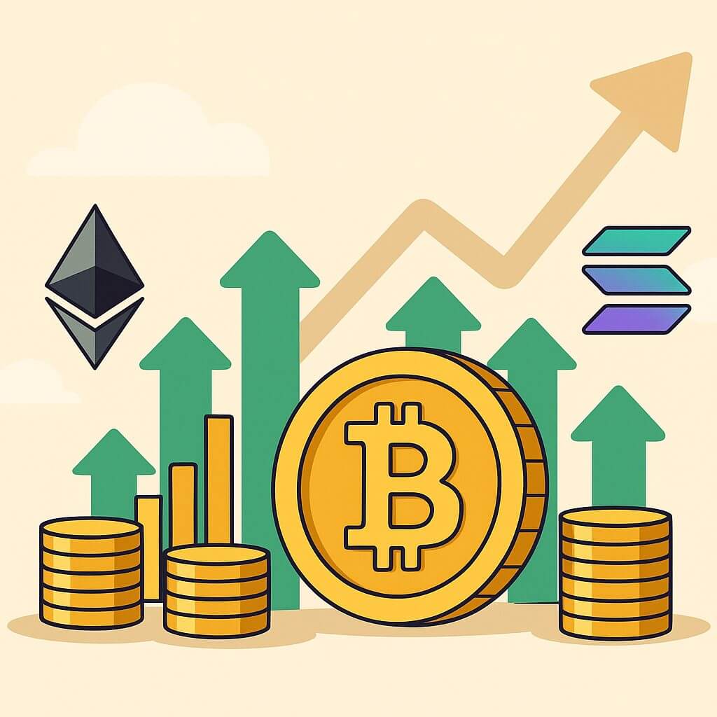 Cryptomarkt groeit met $70 miljard: Solana, Ethereum en Bitcoin in de spotlight