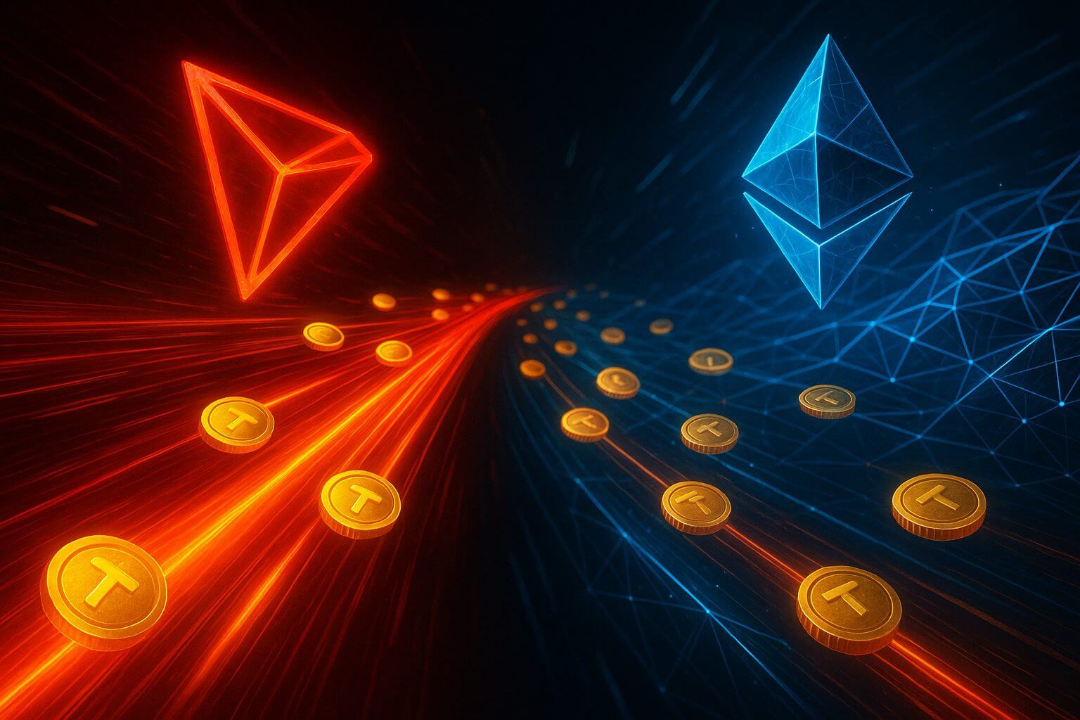Tron trekt de leiding in USDT transacties van Ethereum over