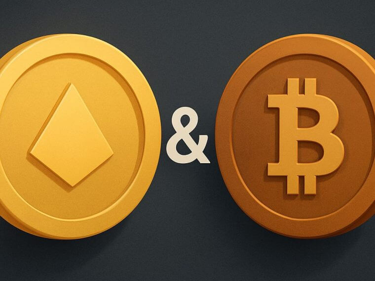 bitcoin vs gold symbols