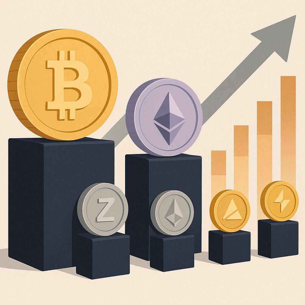 BTC en ETH voeren de lijst aan terwijl altcoins terrein winnen