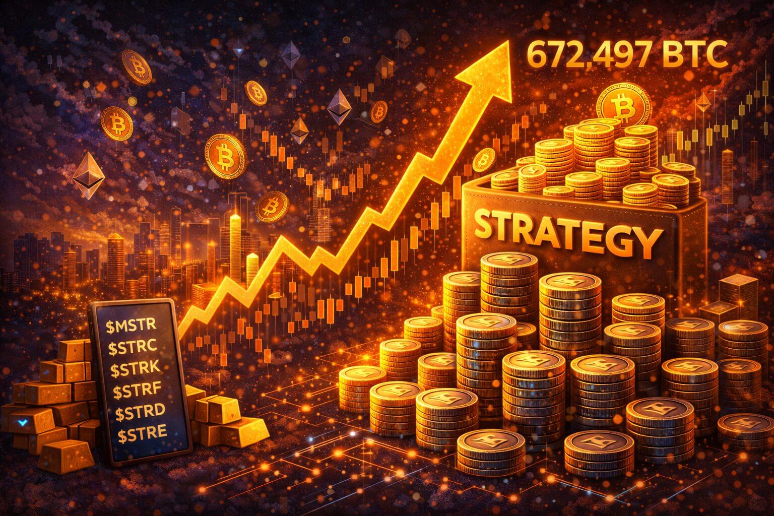 Strategy koopt opnieuw Bitcoin en bezit nu 672.497 BTC