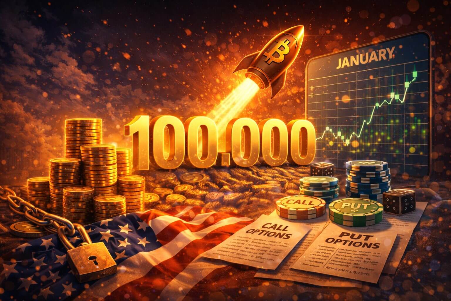 Bitcoin opties suggereren rally naar $100K tegen eind januari