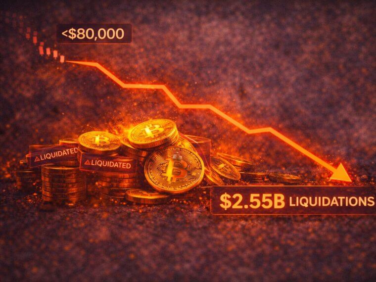 bitcoin liquidations 255b february 2026