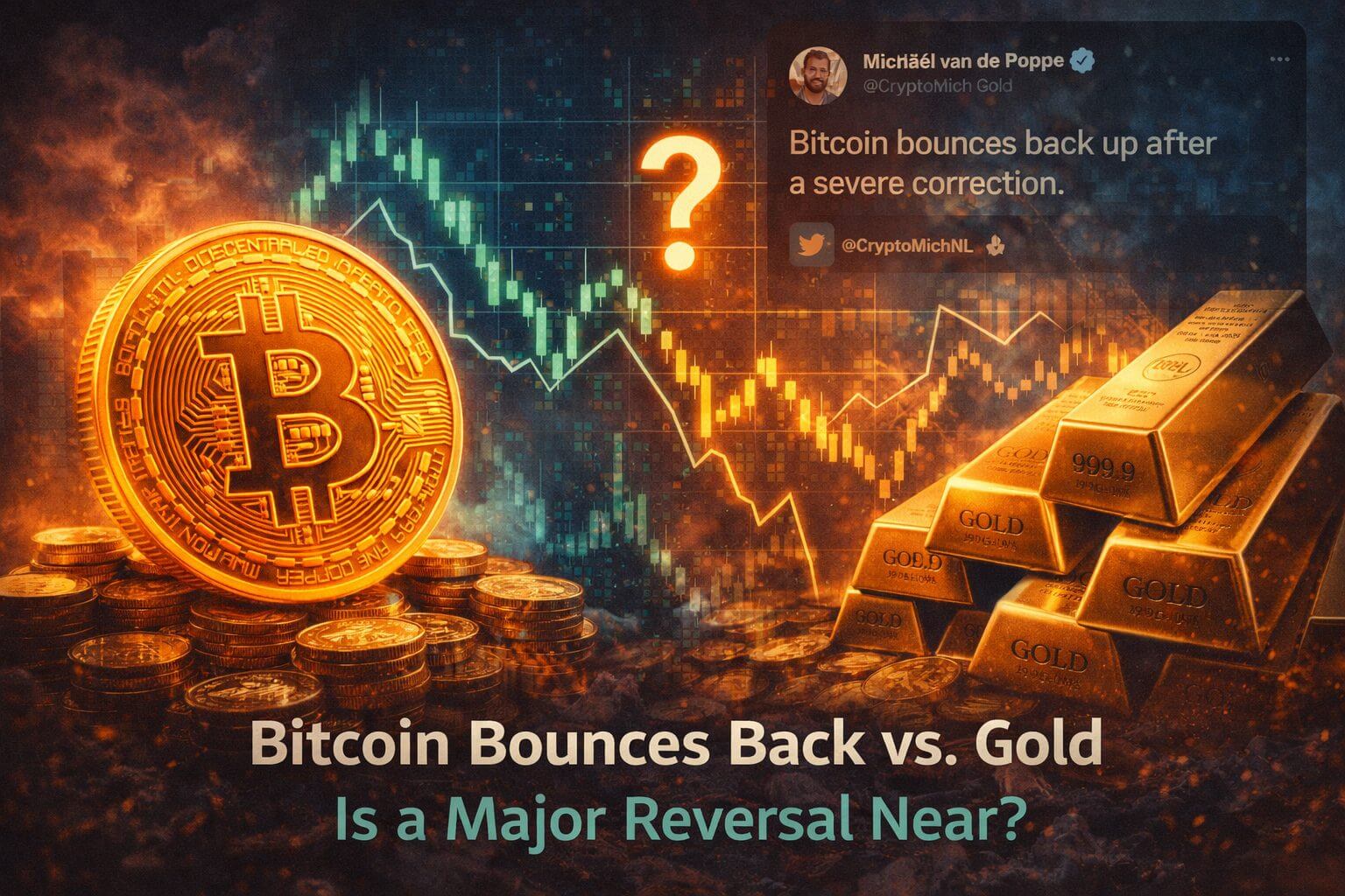 Bitcoin veert op tegenover goud na historische correctie