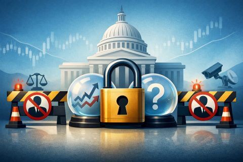 The US Capitol building with a crypto symbol