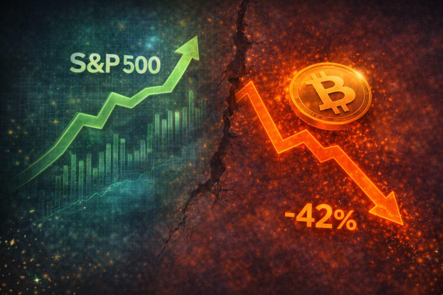 Bitcoin en aandelenmarkt groeien uit elkaar na opvallende breuk