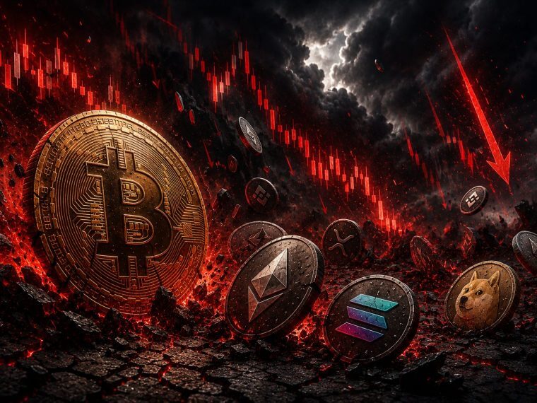Bitcoin koers crasht onder $75.000 terwijl liquidaties richting $1 miljard schieten