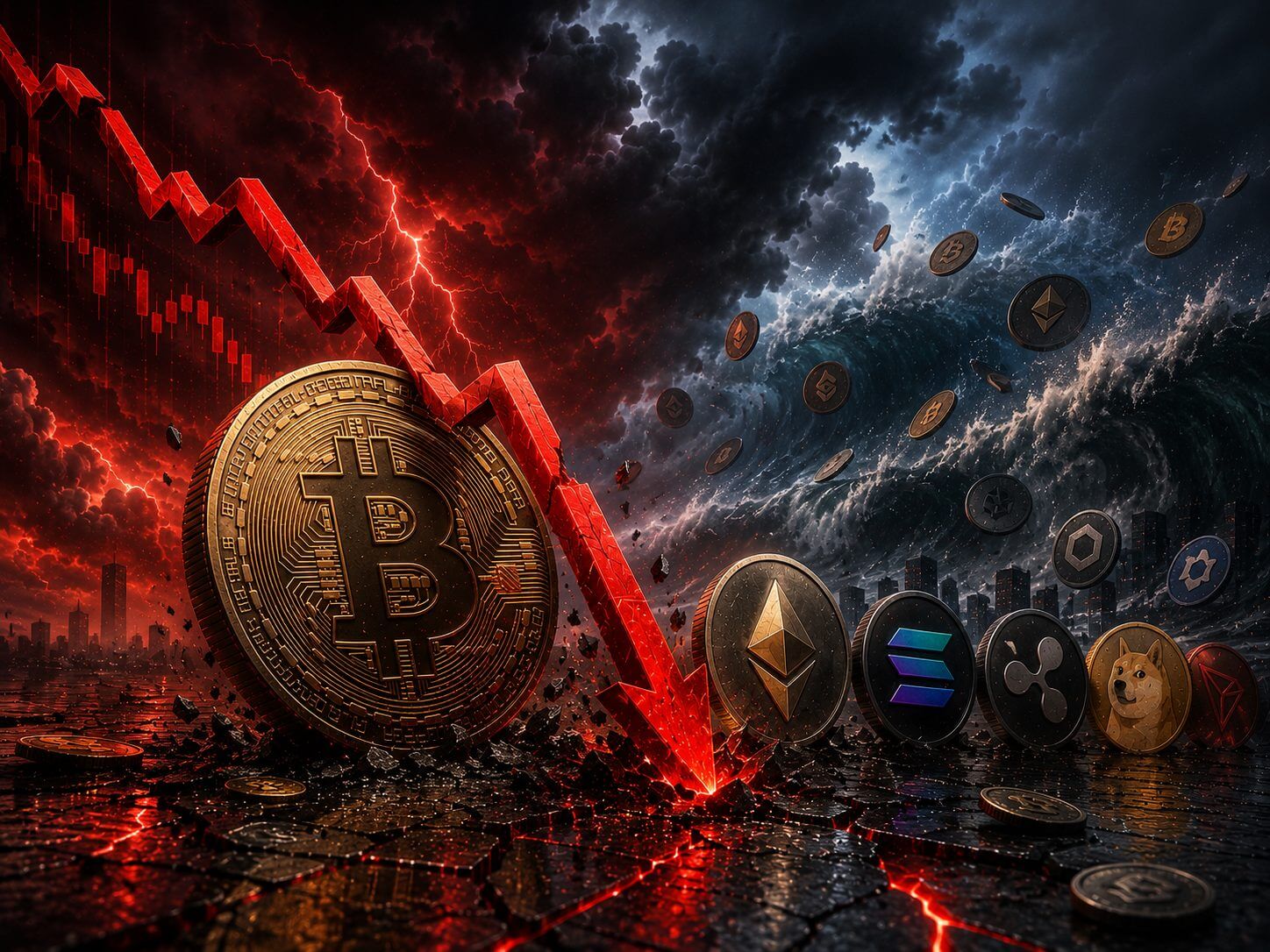 Crypto market onder druk, Bitcoin koers zakt onder $77K