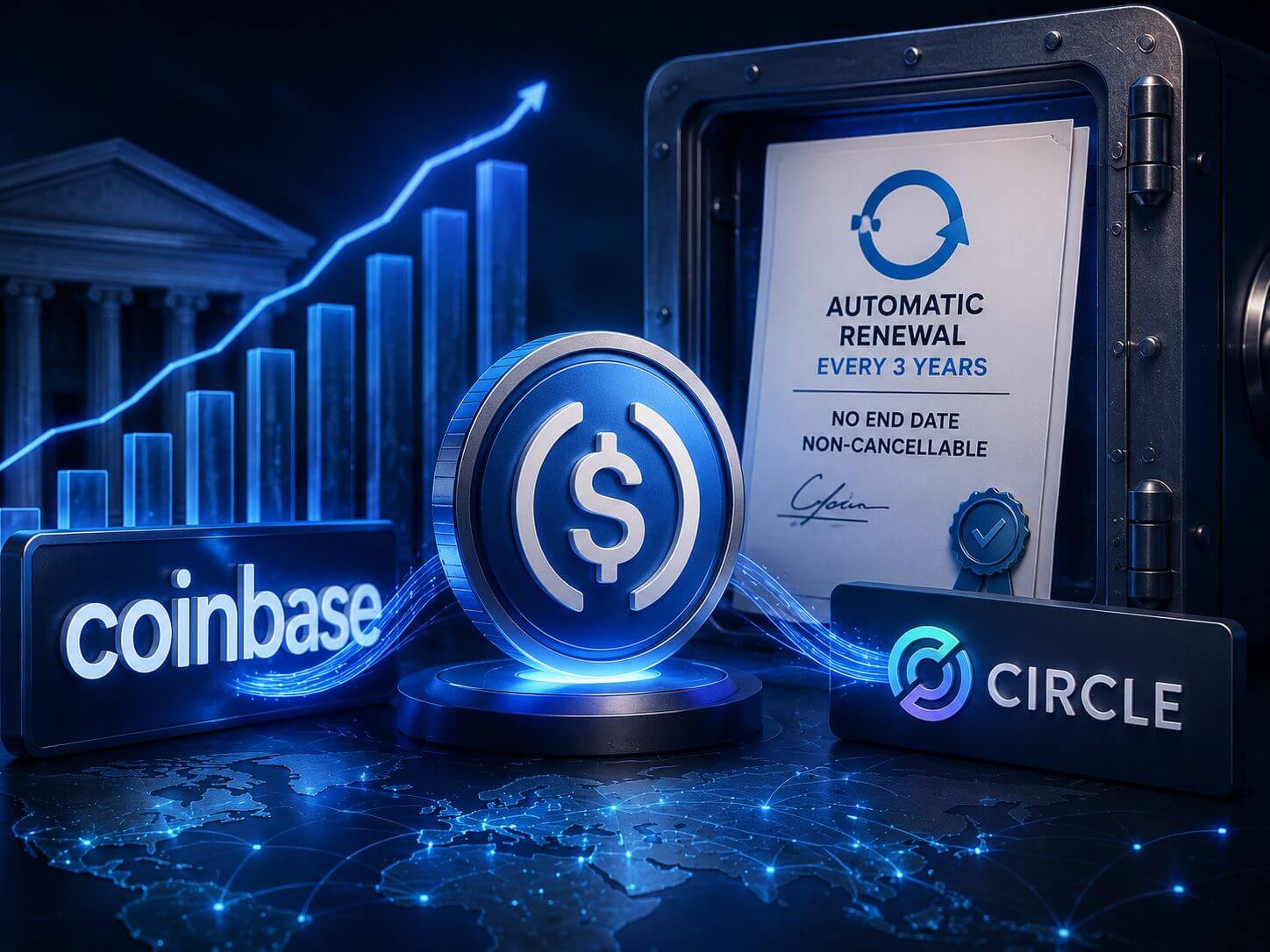 Coinbase zet in op USDC met contract zonder einddatum