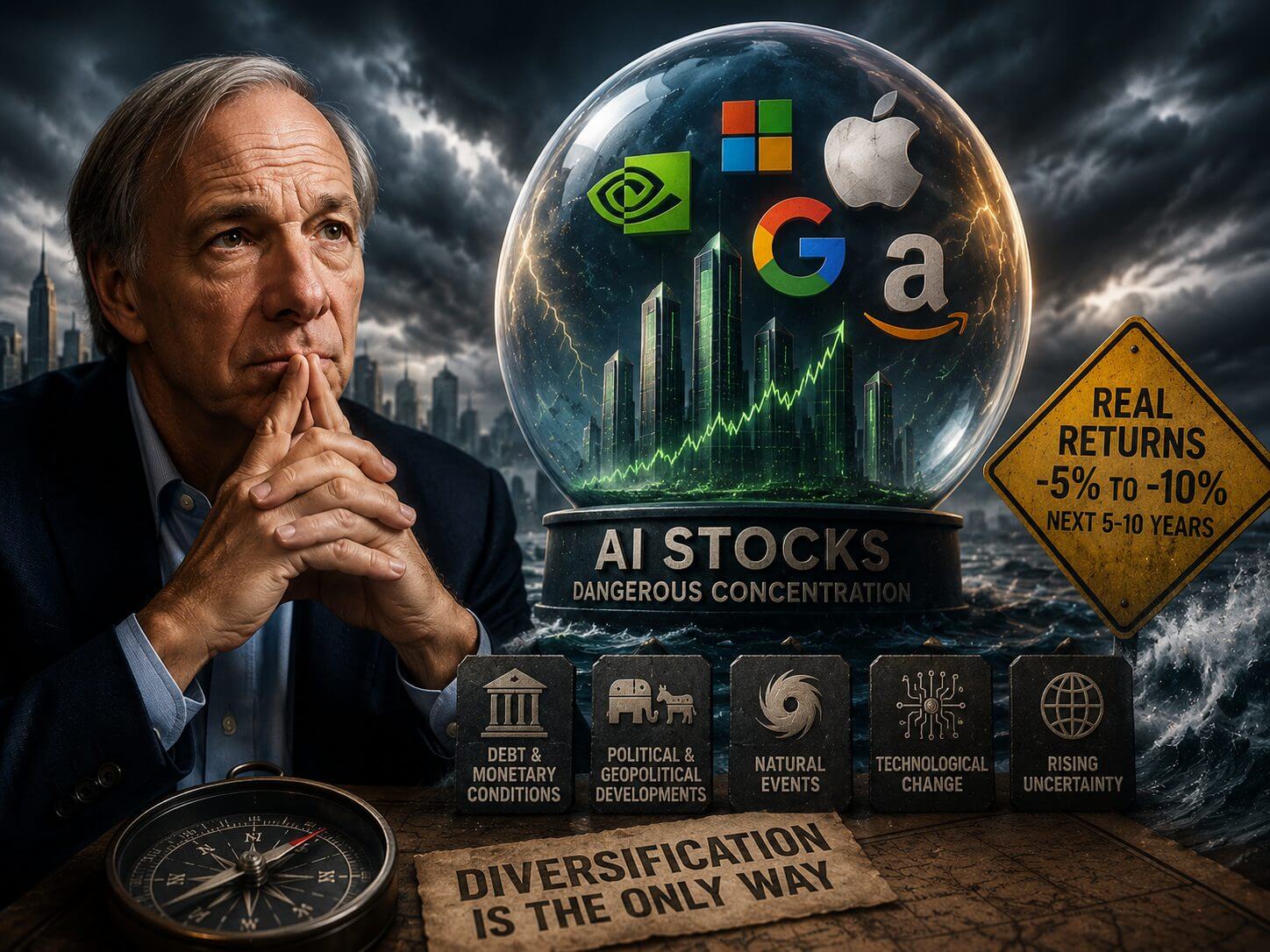 Ray Dalio waarschuwt voor negatieve rendementen op Amerikaanse aandelen