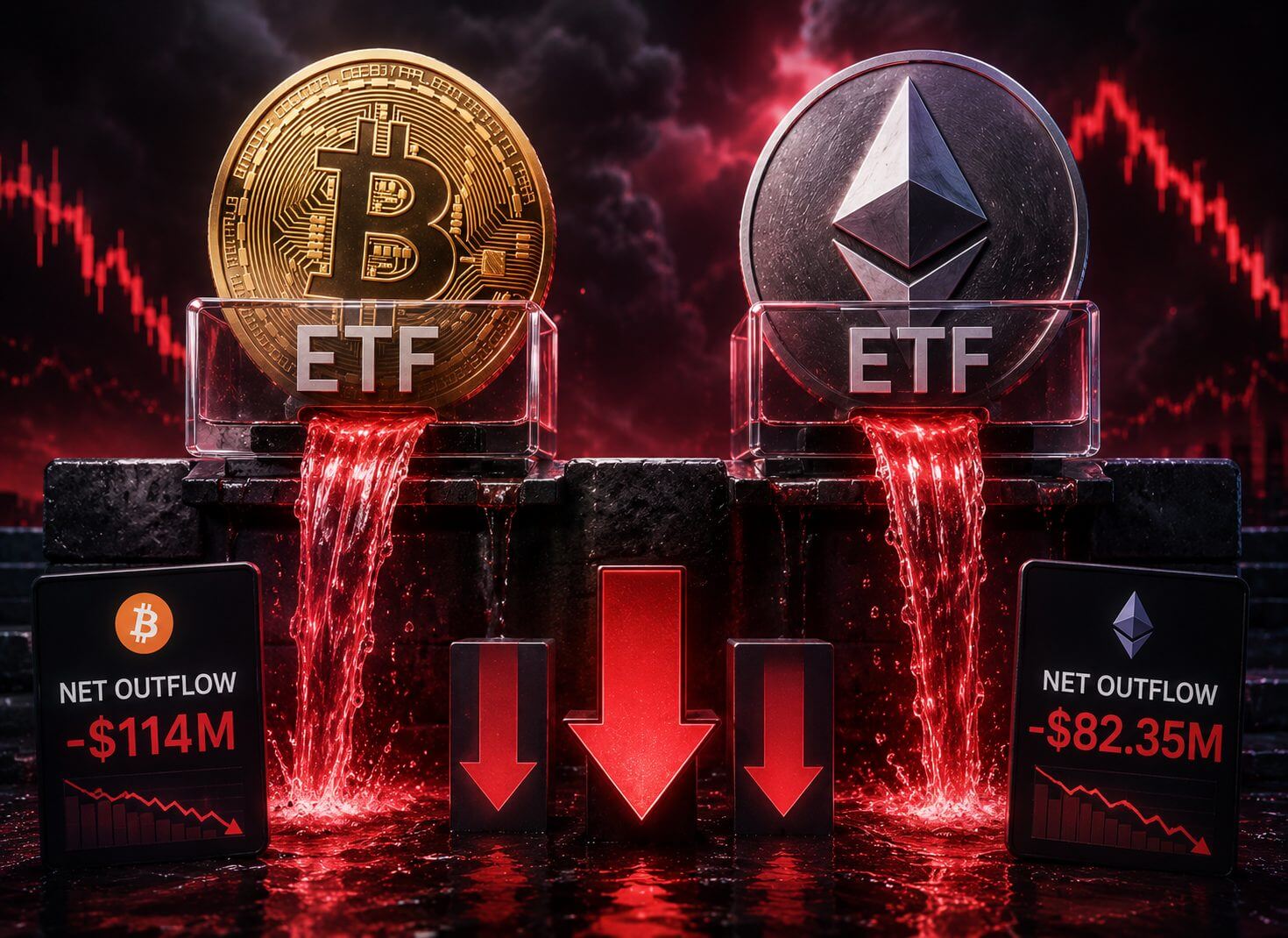 Bitcoin en Ethereum ETF stromen vier dagen op rij negatief