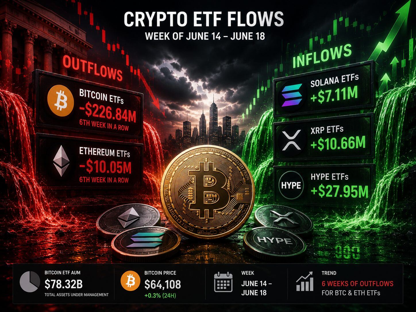 Bitcoin ETF uitstroom loopt op: zes weken op rij negatief