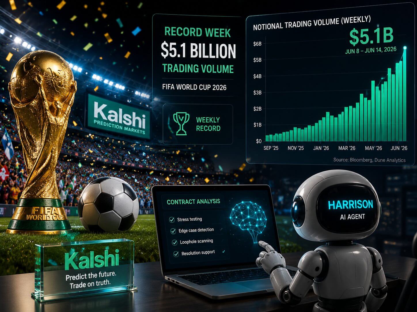 Kalshi zet wekelijks record met $5,1 miljard aan WK weddenschappen