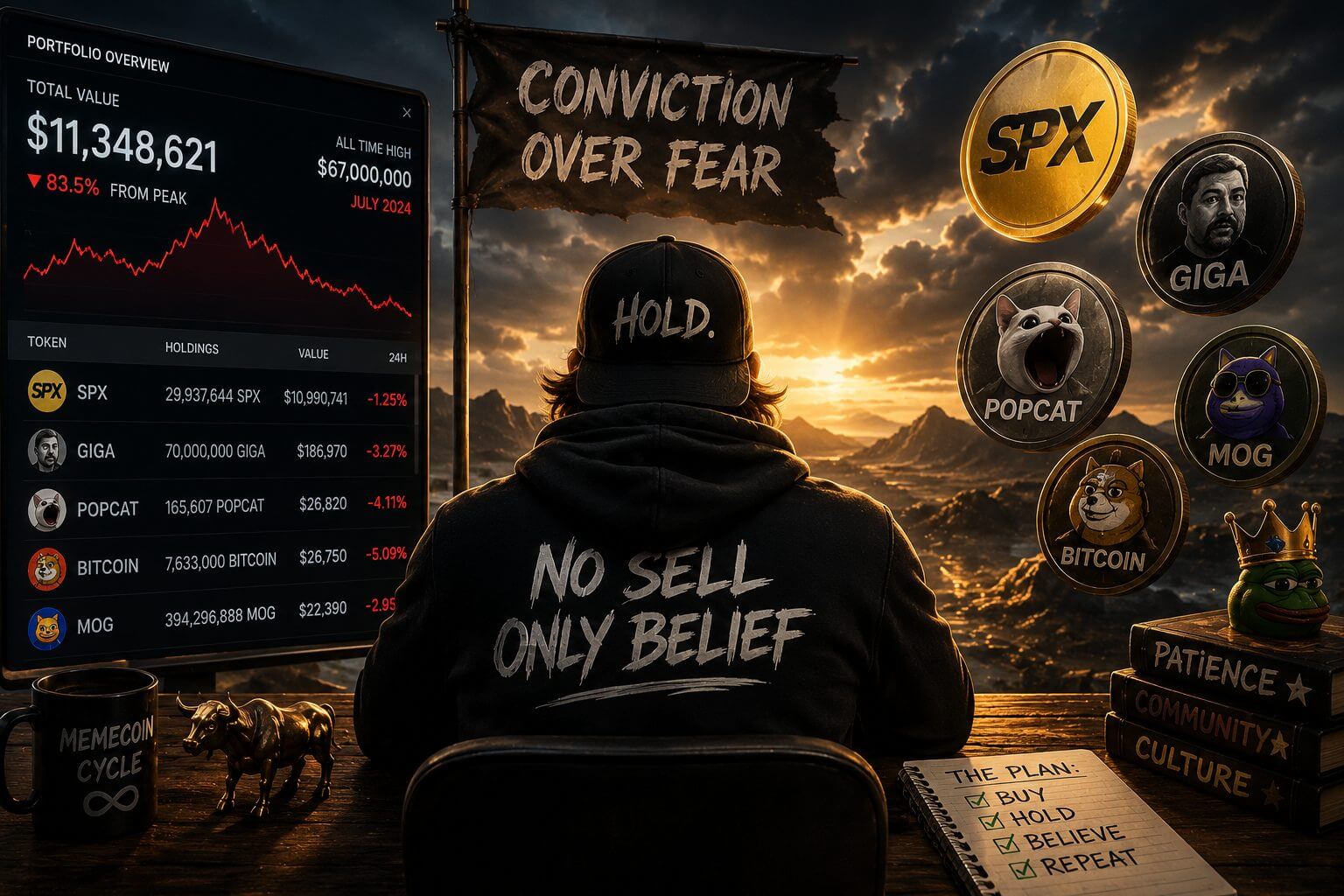 Memecoin KOL Murad houdt vast terwijl portfolio 83,5% daalt