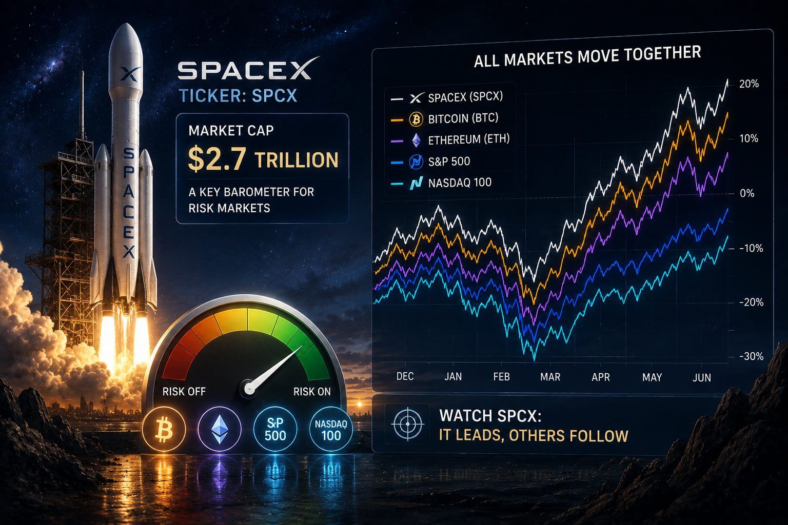 SpaceX aandeel geldt als belangrijkste risicometer voor cryptomarkt